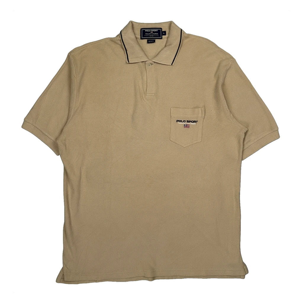 Polo Sport Knitted Polo Shirt - XL Beige Cotton
