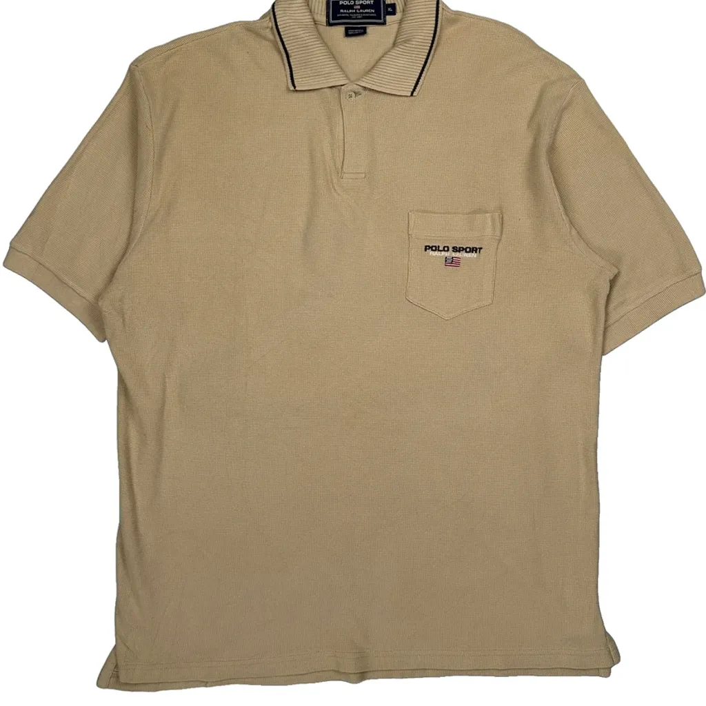 Polo Sport Knitted Polo Shirt - XL Beige Cotton - Image 4