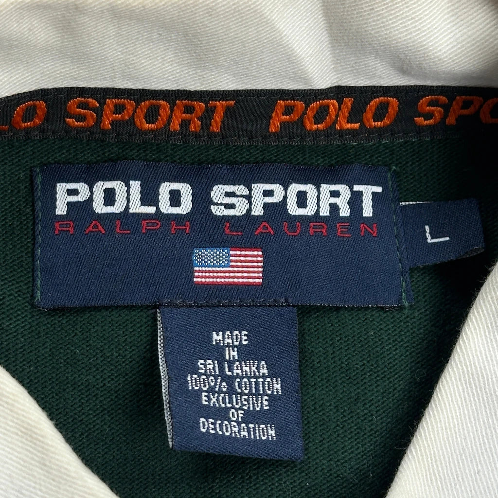 Polo Sport Ralph Lauren Striped Rugby Shirt - Large Green Cotton - Image 3