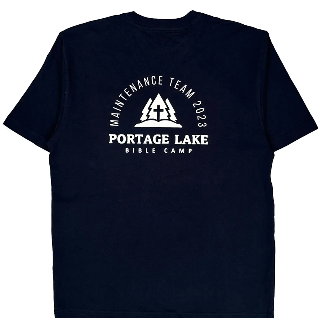 Portage Lake Bible Camp Carhartt T-Shirt - Medium Navy Cotton - Image 6