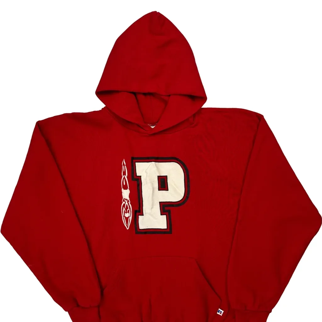 Portage Swimming And Diving 2004-2005 Russell Athletic College Hoodie - XL Red Cotton - Image 4