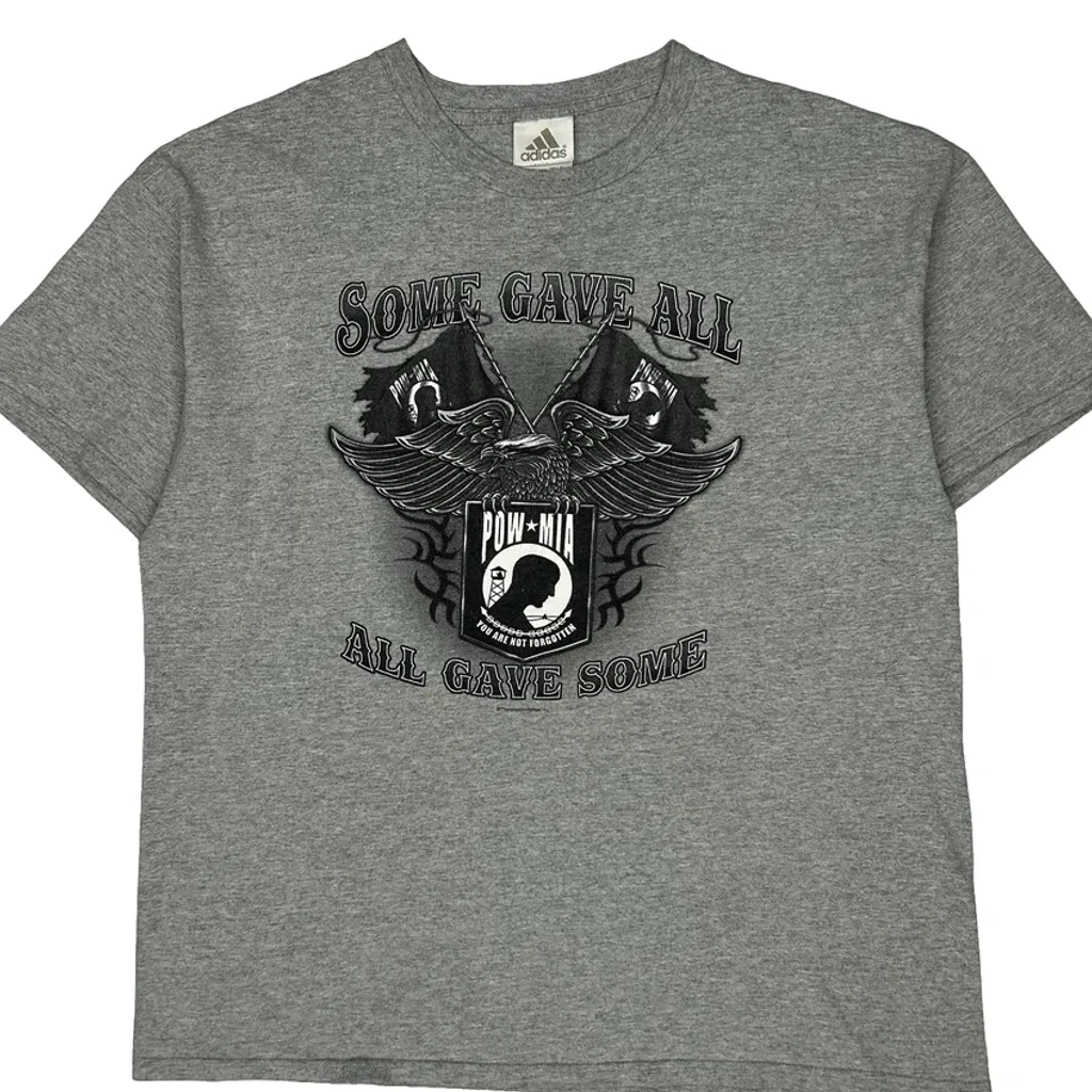 Pow-Mia Adidas Graphic T-Shirt - XL Grey Cotton - Image 5