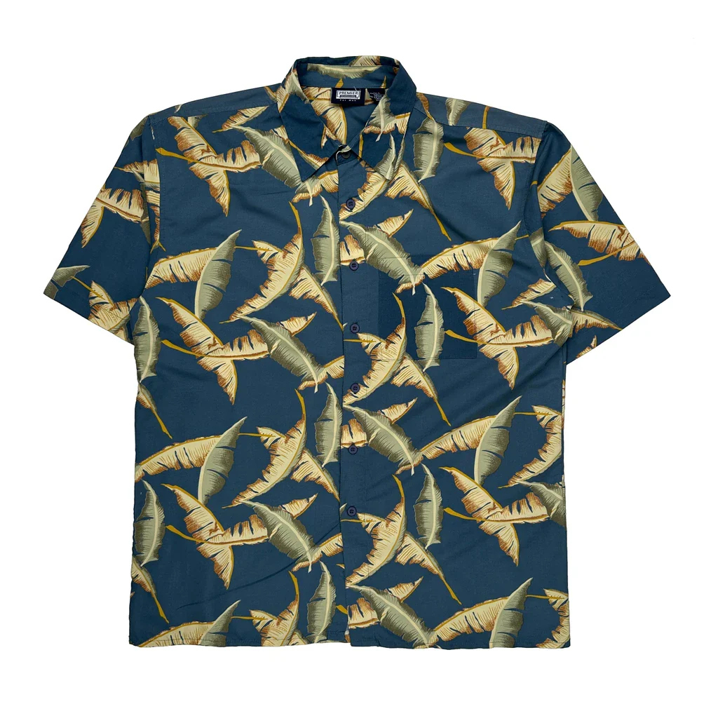 Premier Hawaiian Shirt - Large Blue Polyester