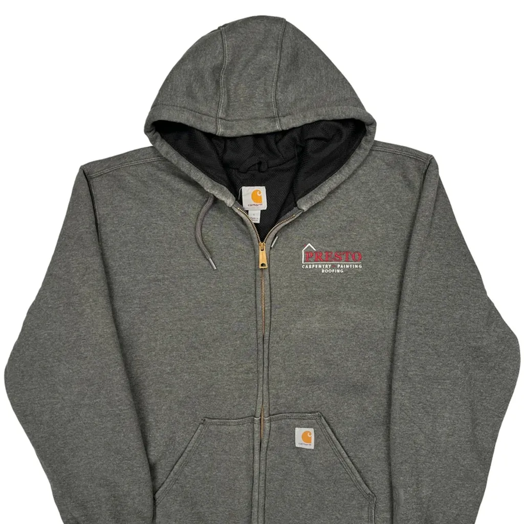 Presto Carpentry Painting Roofing Carhartt Thermal Lined J149 Hoodie - Large Grey Cotton Blend - Image 4