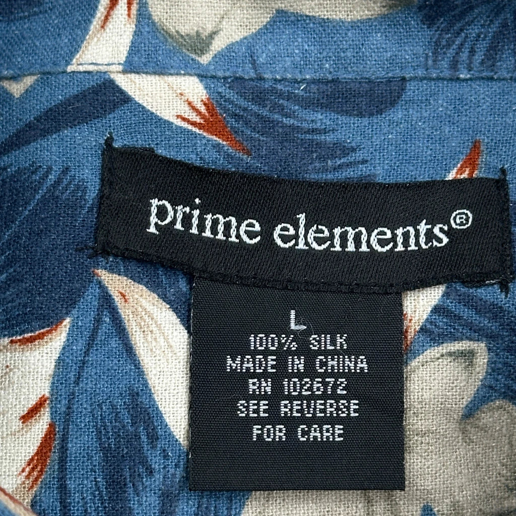 Prime Elements Floral Hawaiian Shirt - Large Blue Silk - Image 3