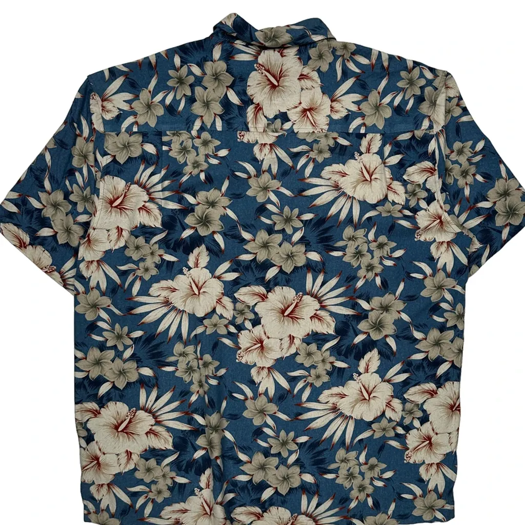 Prime Elements Floral Hawaiian Shirt - Large Blue Silk - Image 6