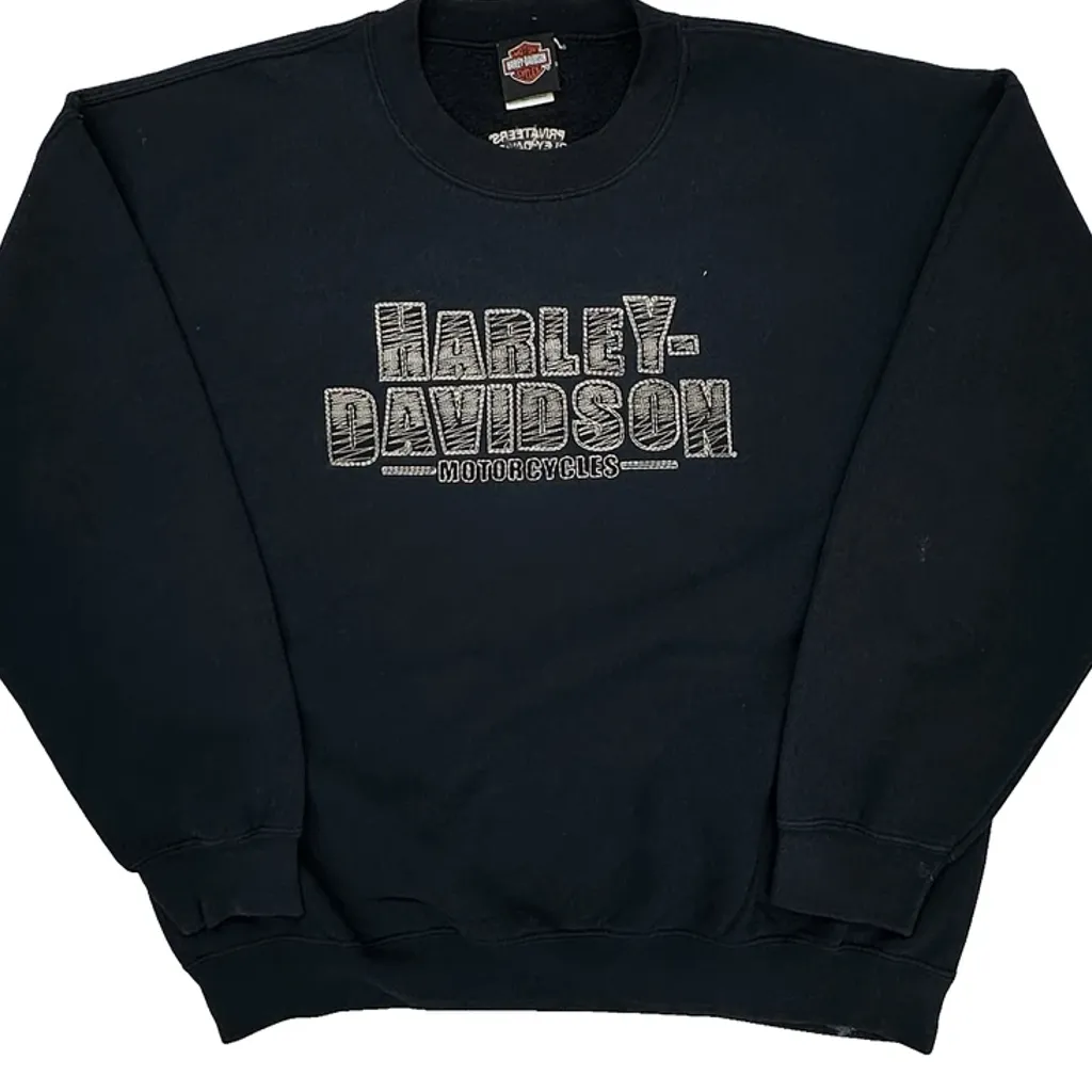 Privateers Harley Davidson Halifax, Nova Scotia Canada Harley Davidson Spellout Sweatshirt - XL Black Cotton Blend - Image 4