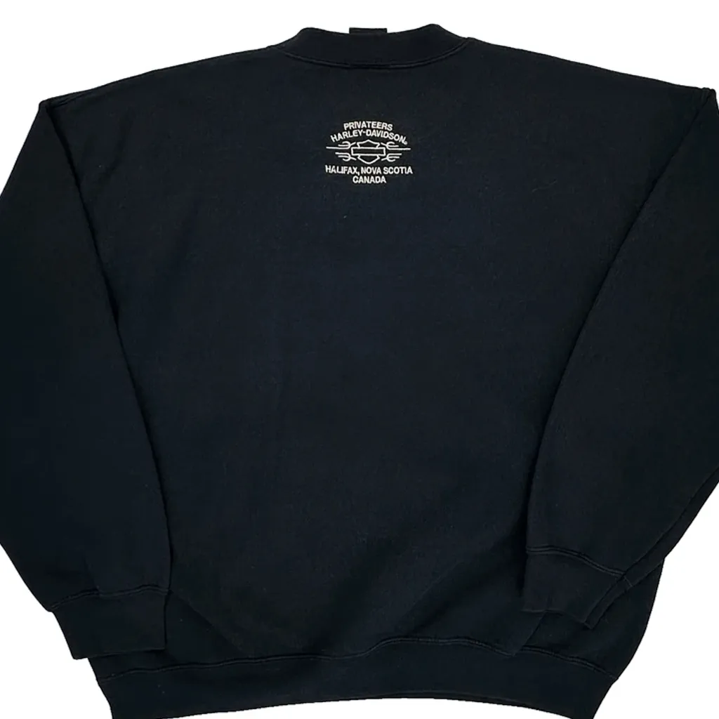Privateers Harley Davidson Halifax, Nova Scotia Canada Harley Davidson Spellout Sweatshirt - XL Black Cotton Blend - Image 7