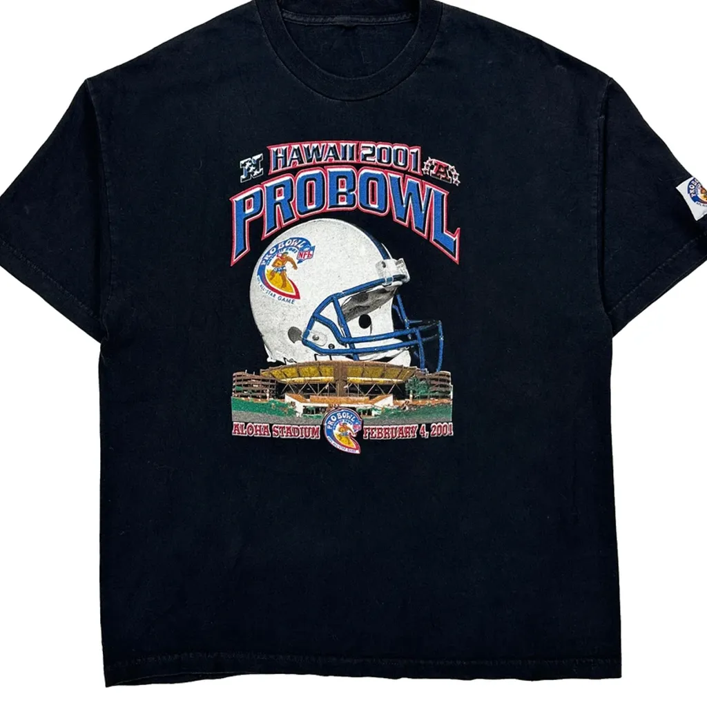 Pro Bowl 2001 Nfl Graphic T-Shirt - Large Black Cotton - Image 4