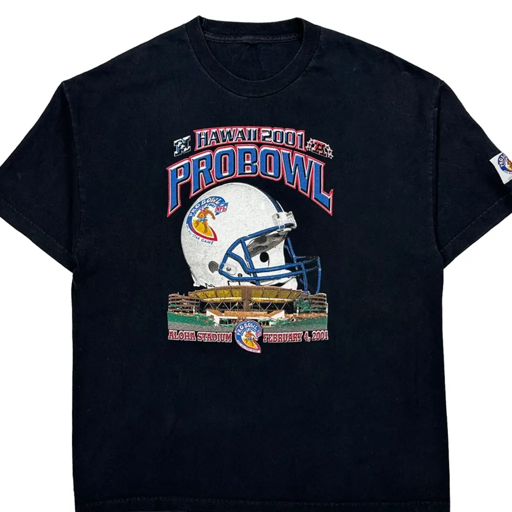 Pro Bowl 2001 Nfl Graphic T-Shirt - Large Black Cotton - Image 5