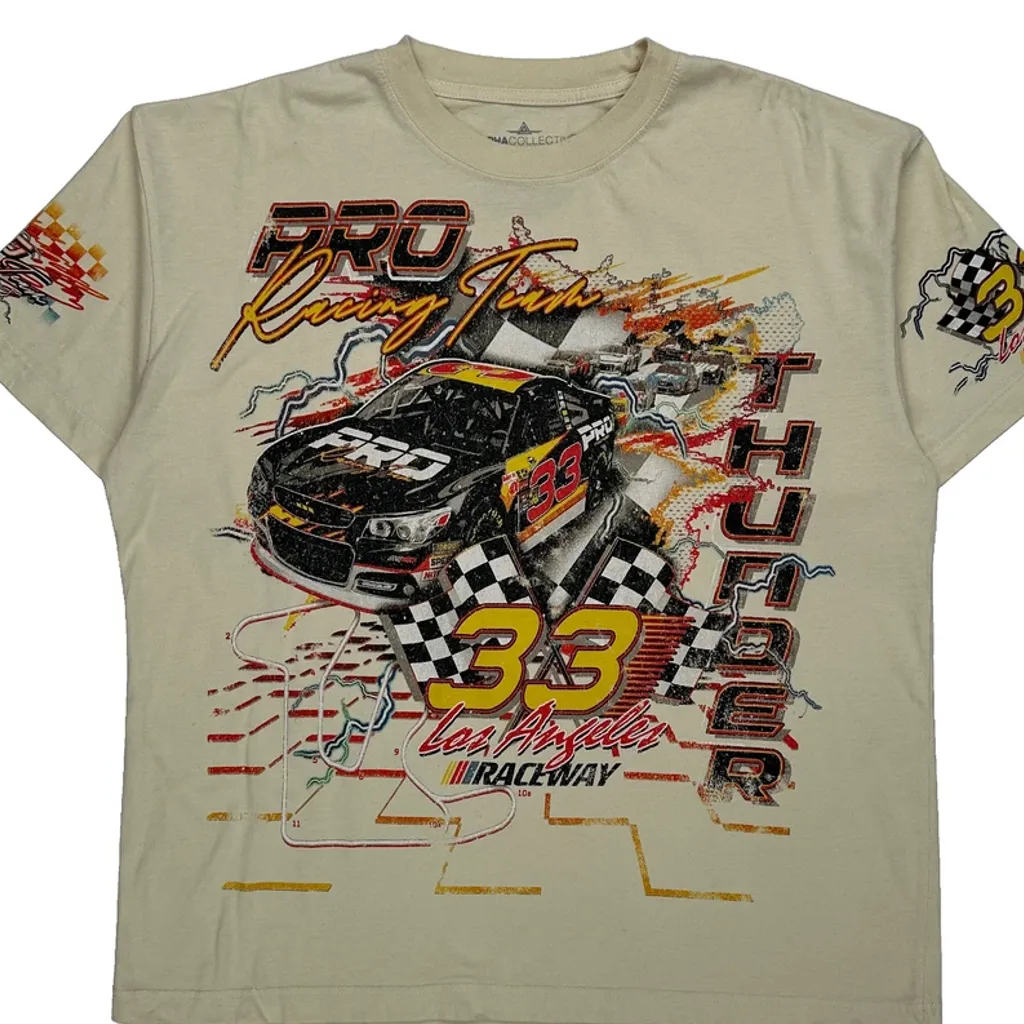 Pro Racing Team Alpha Graphic T-Shirt - XL Cream Cotton Blend - Image 4