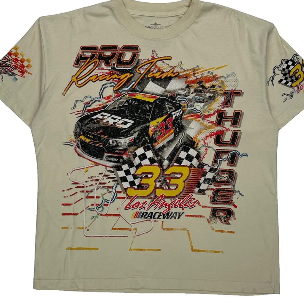 Pro Racing Team Alpha Graphic T-Shirt - XL Cream Cotton Blend - Image 5