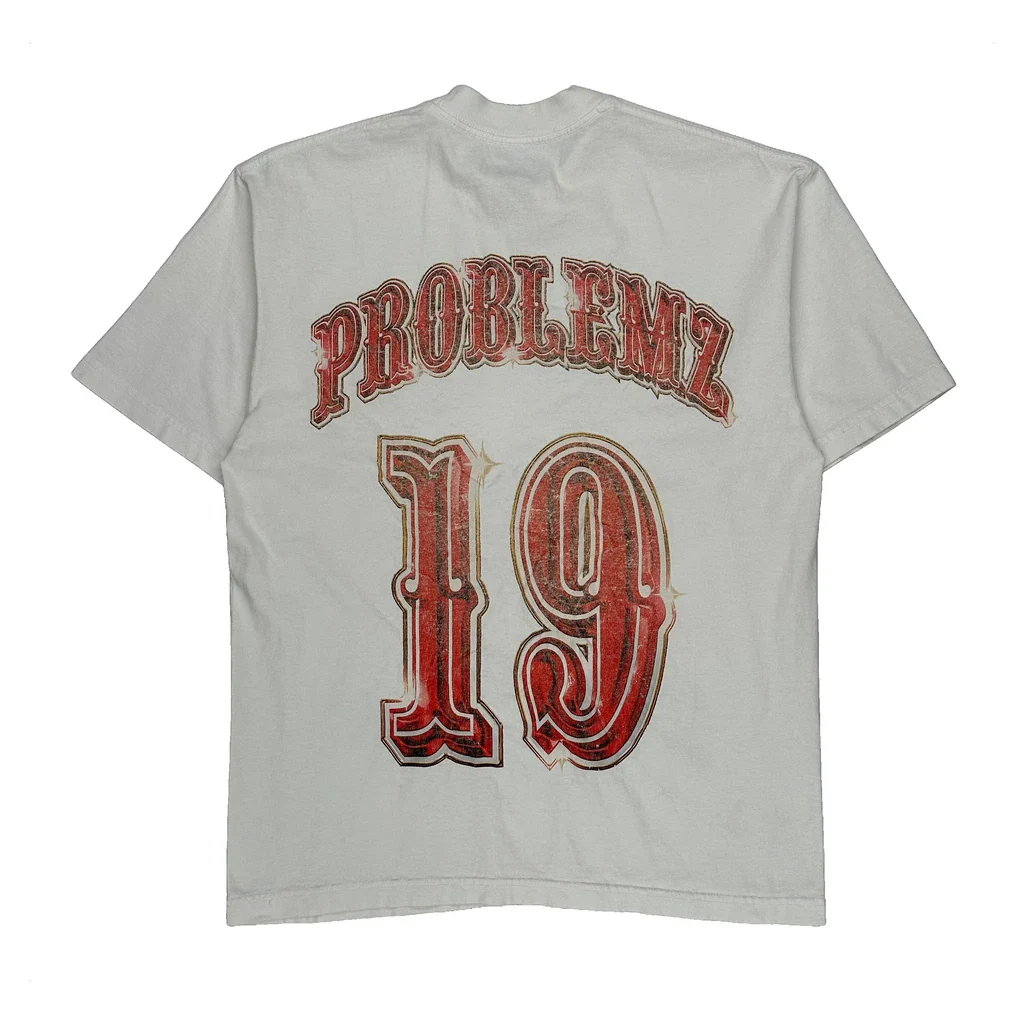 Problemz 19 Gold Graphic T-Shirt - Medium White Cotton - Image 2