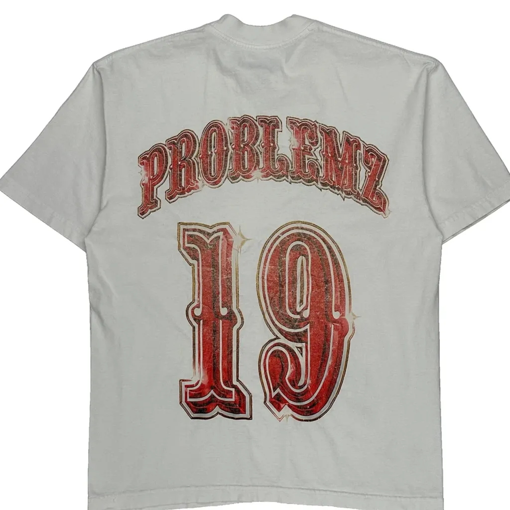 Problemz 19 Gold Graphic T-Shirt - Medium White Cotton - Image 7