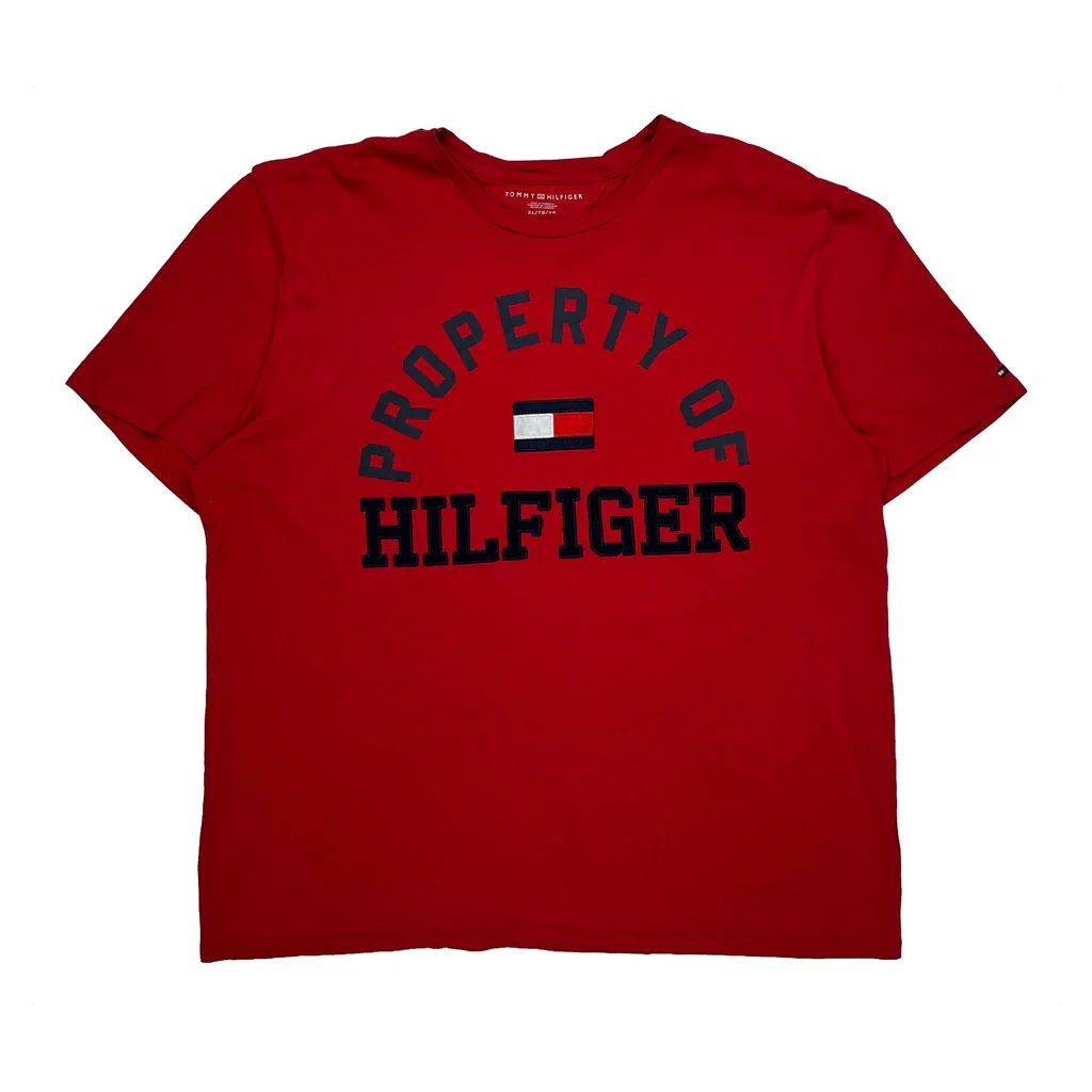 Property Of Hilfiger Tommy Hilfiger Spellout T-Shirt - XL Red Cotton