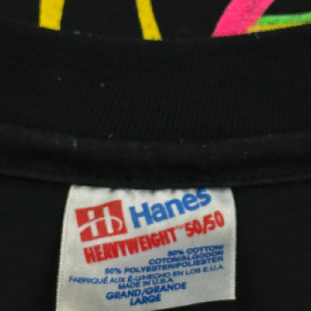Puerto Rico Hanes Single Stitch T-Shirt - Large Black Cotton Blend - Image 3