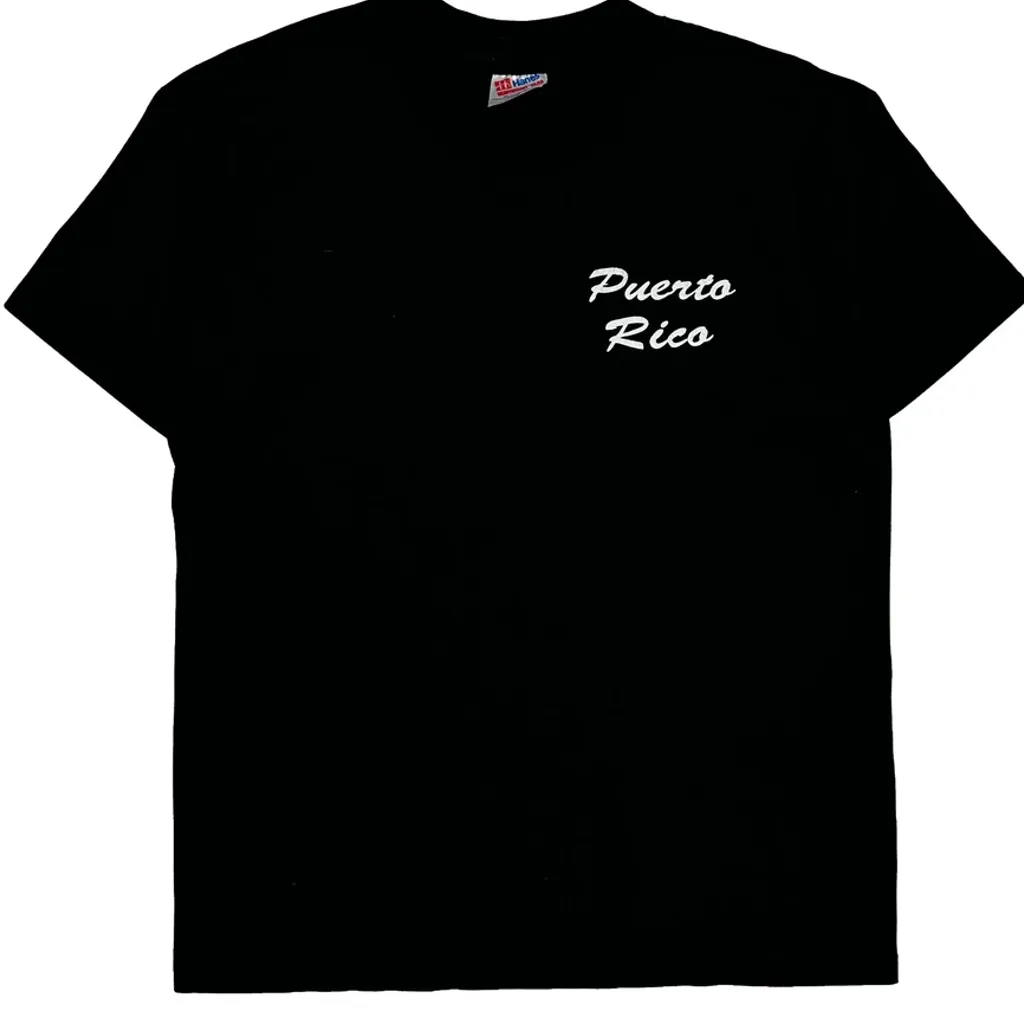 Puerto Rico Hanes Single Stitch T-Shirt - Large Black Cotton Blend - Image 4