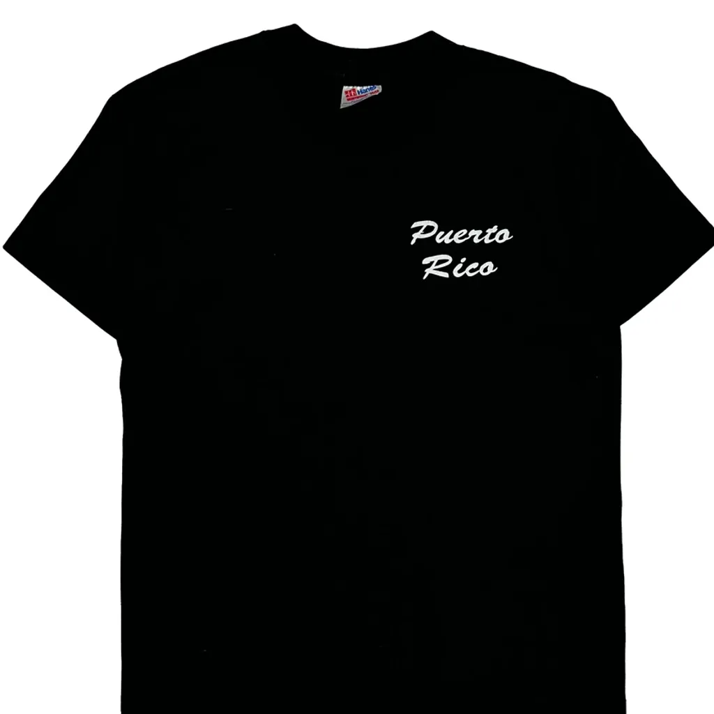 Puerto Rico Hanes Single Stitch T-Shirt - Large Black Cotton Blend - Image 5