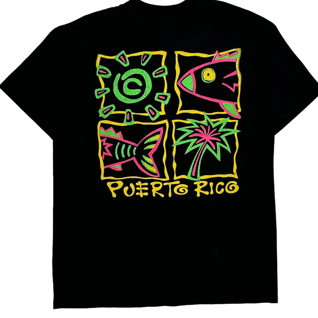 Puerto Rico Hanes Single Stitch T-Shirt - Large Black Cotton Blend - Image 6