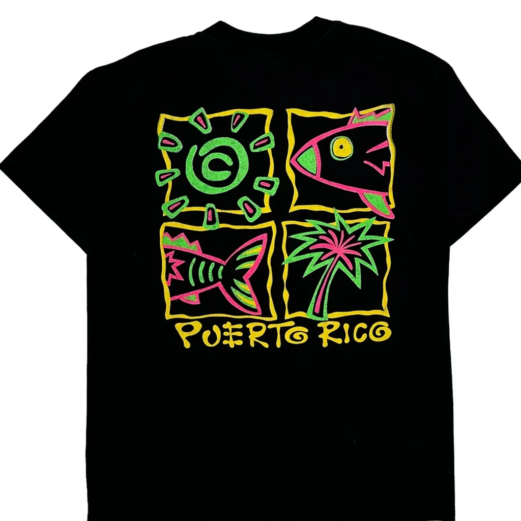 Puerto Rico Hanes Single Stitch T-Shirt - Large Black Cotton Blend - Image 7