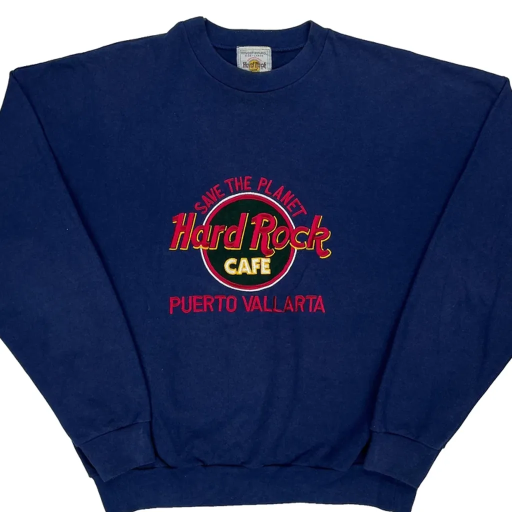 Puerto Vallarta Hard Rock Cafe Graphic Sweatshirt - Large Blue Cotton Blend - Image 4
