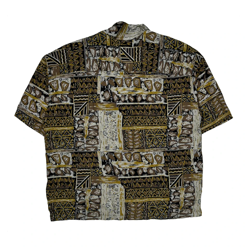 Pull & Bear Hawaiian Shirt - Large Brown Cotton - Image 2