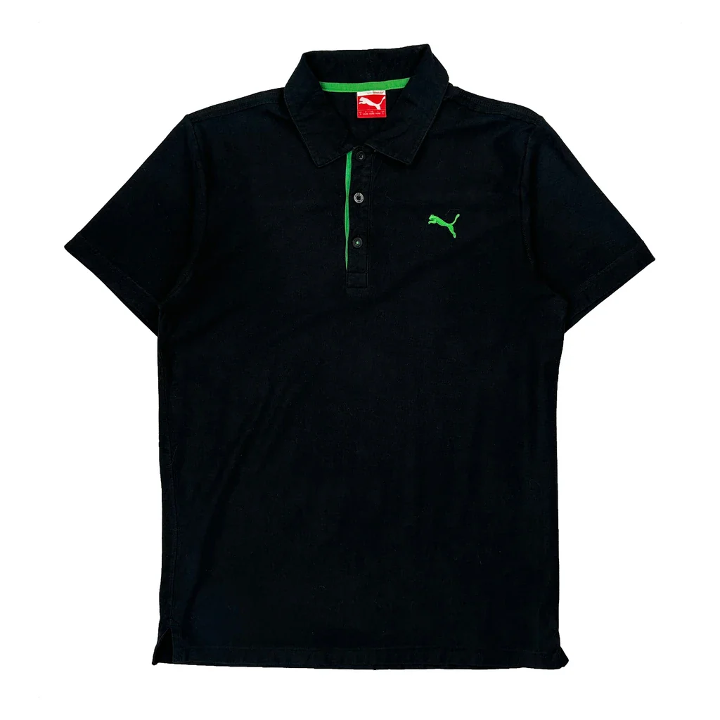 Puma Polo Shirt - Small Black Cotton
