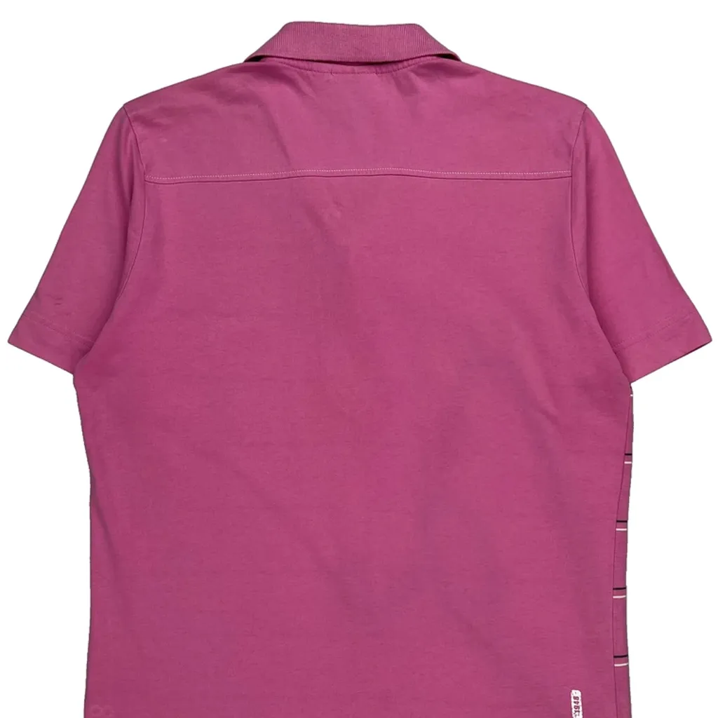 Puma Striped Polo Shirt - Medium Pink Cotton - Image 7