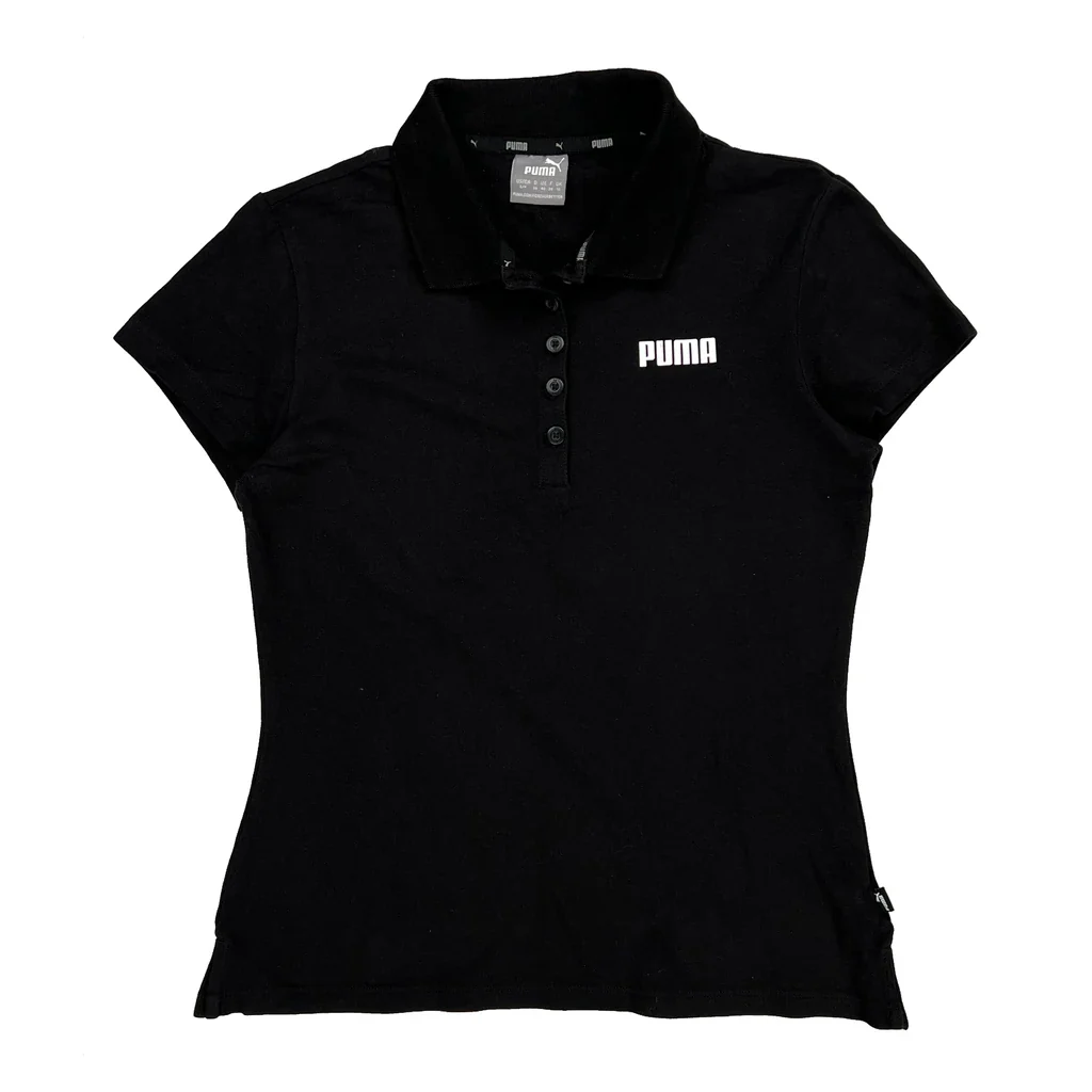 Puma Polo Shirt - Small Black Cotton