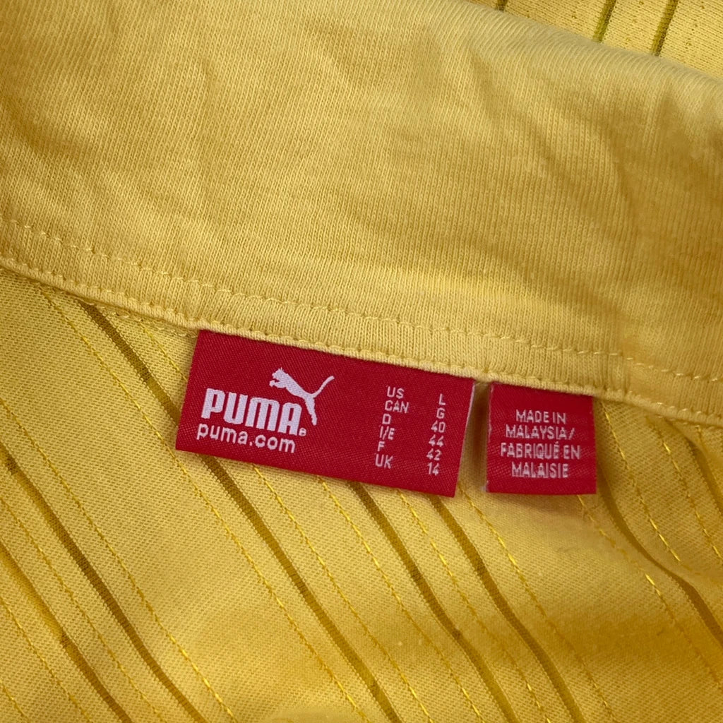 Puma Striped Polo Shirt - Large Yellow Cotton - Image 3
