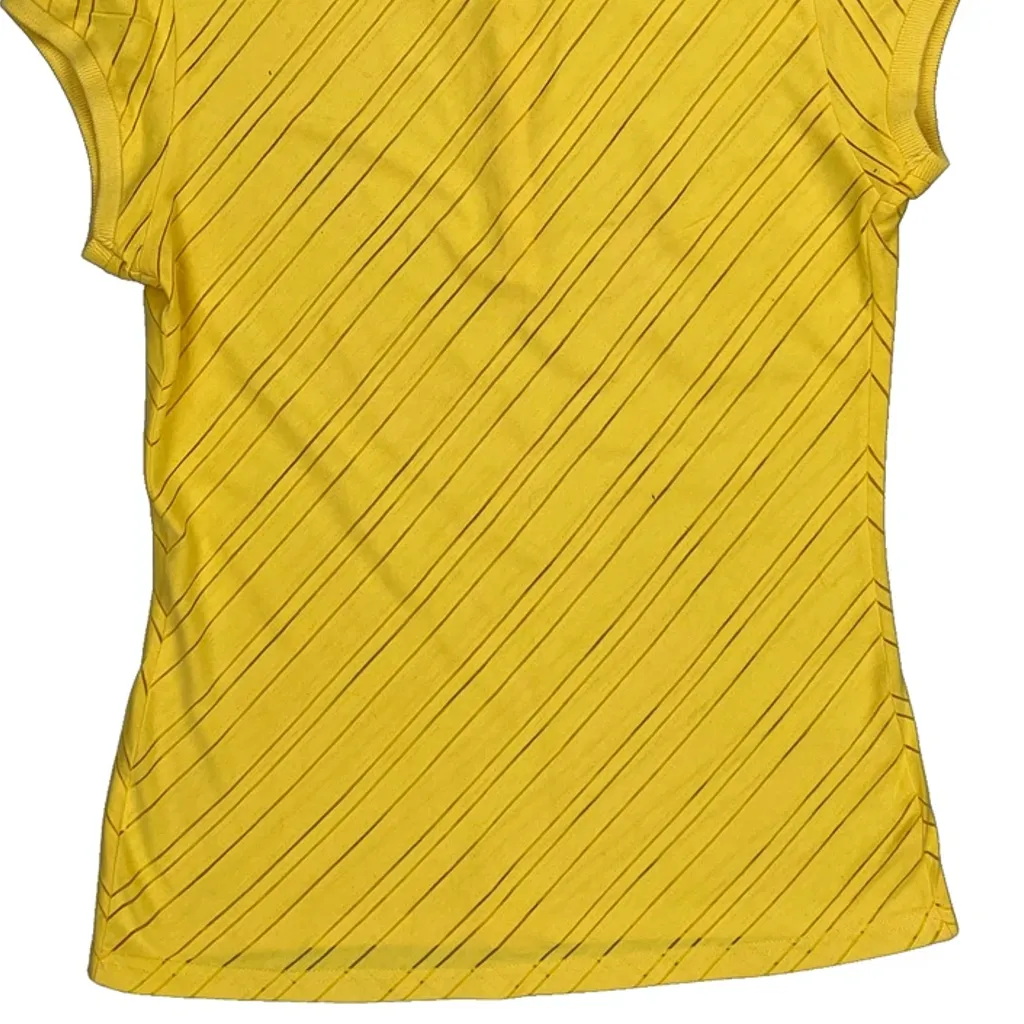 Puma Striped Polo Shirt - Large Yellow Cotton - Image 6