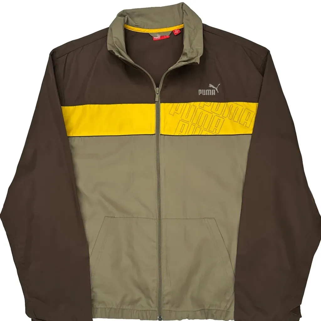 Puma Spellout Track Jacket - Large Brown Polyester - Image 4