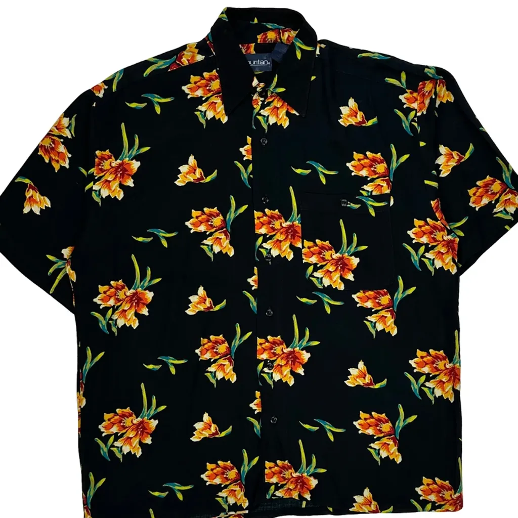 Puritan Floral Hawaiian Shirt - Large Black Cotton - Image 6