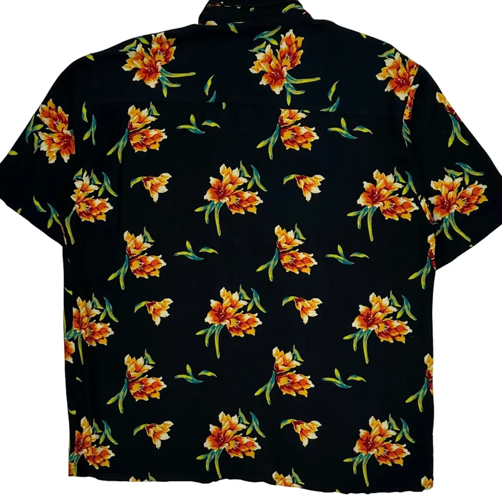 Puritan Floral Hawaiian Shirt - Large Black Cotton - Image 8