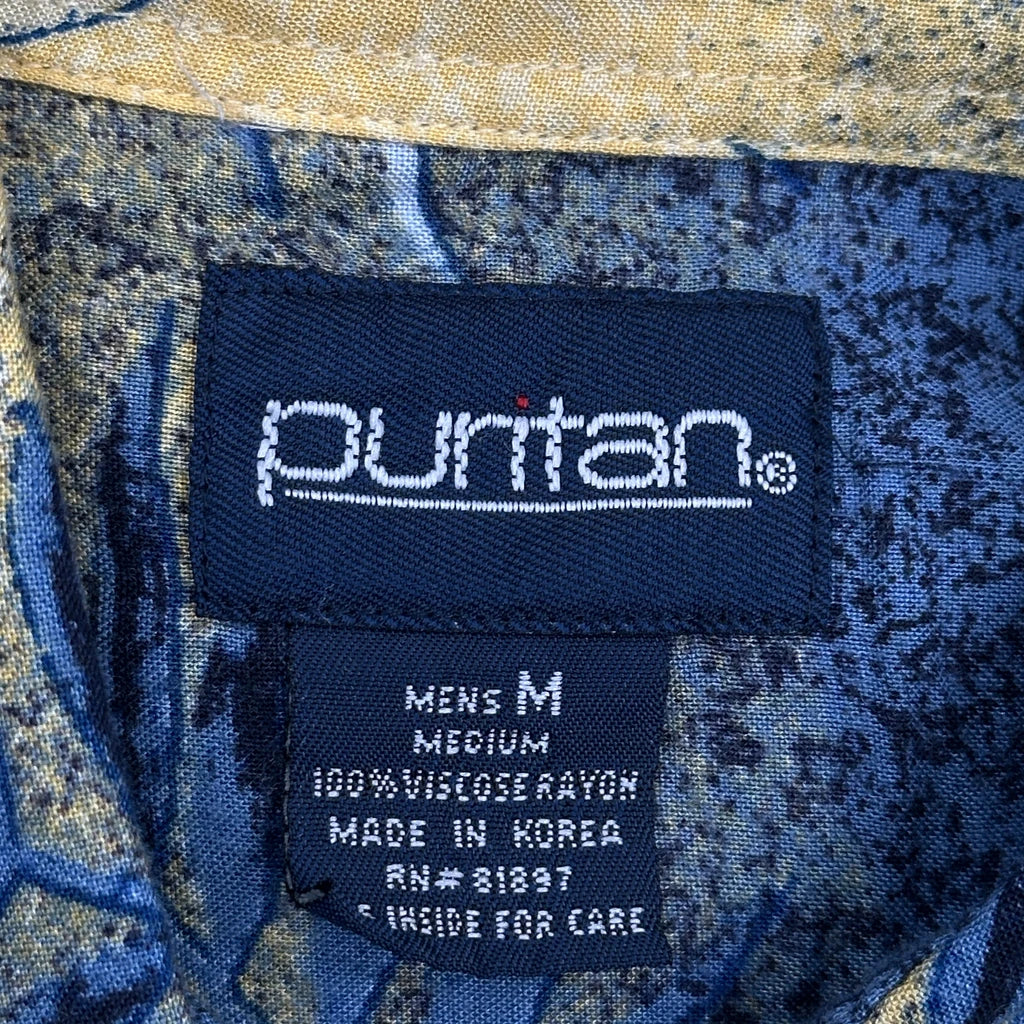 Puritan Floral Hawaiian Shirt - Medium Blue Viscose - Image 3