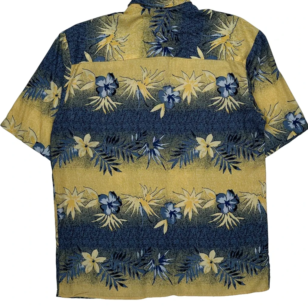 Puritan Floral Hawaiian Shirt - Medium Blue Viscose - Image 6