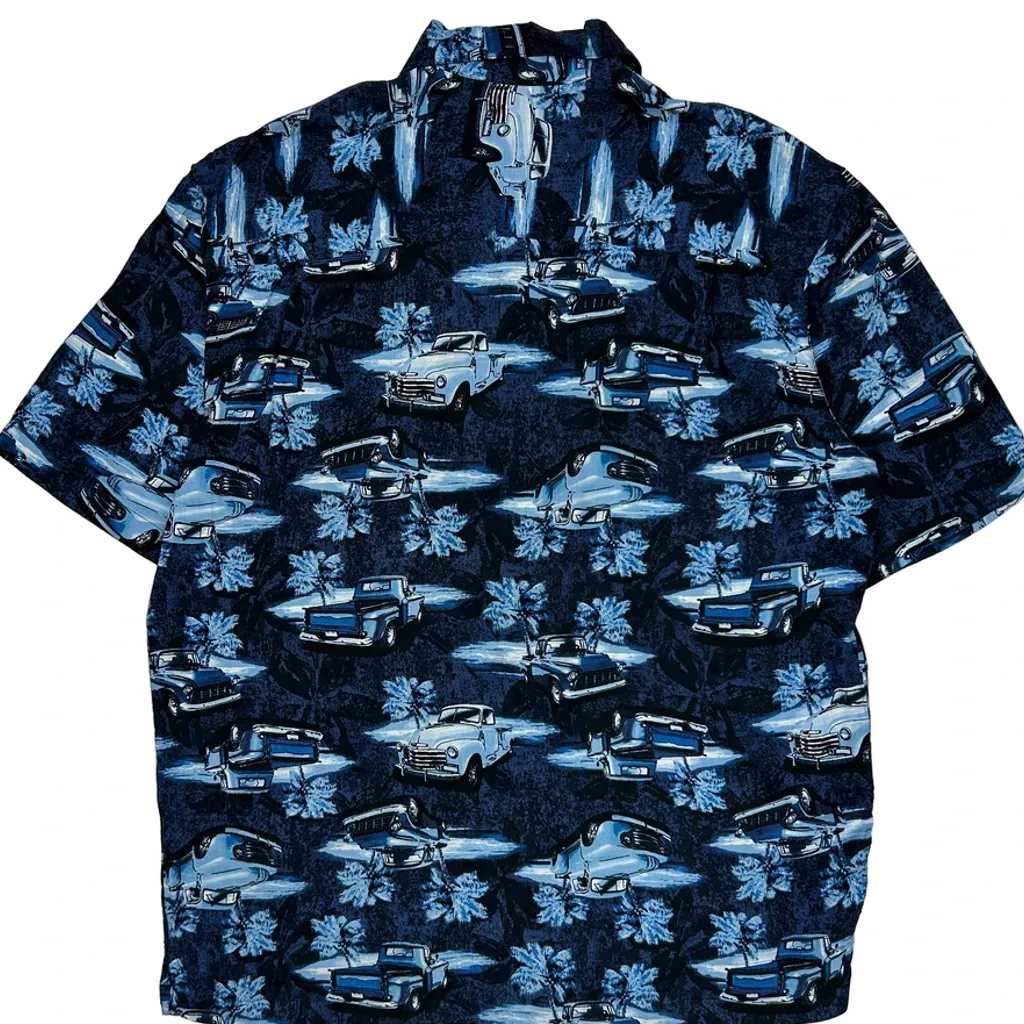 Puritan Graphic Hawaiian Shirt - Medium Blue Viscose - Image 6