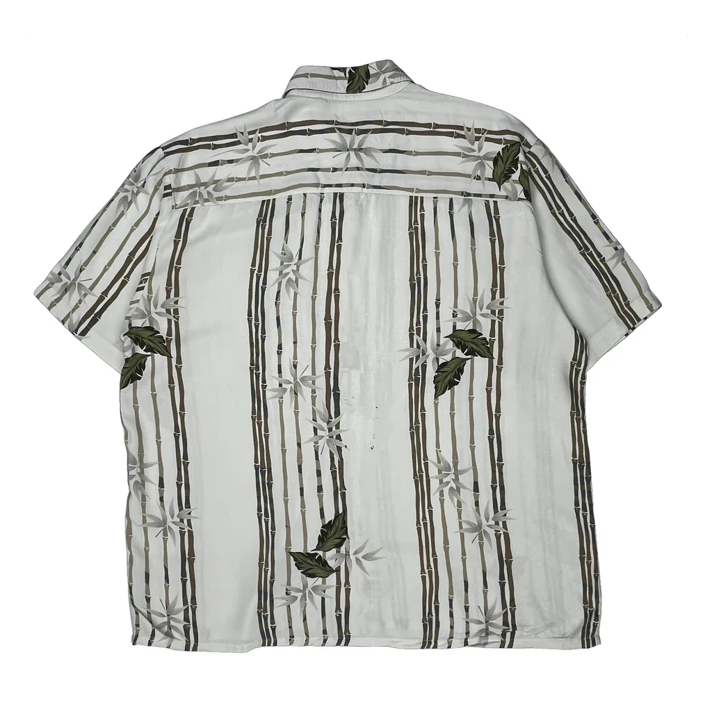 Puritan Striped Hawaiian Shirt - Large White Cotton - Image 2