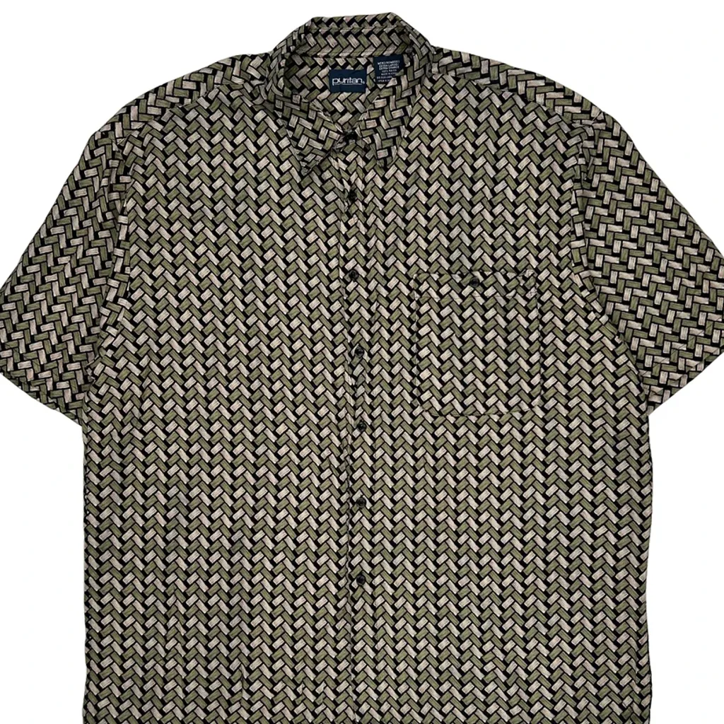 Puritan Patterned Shirt - XL Black Viscose - Image 4
