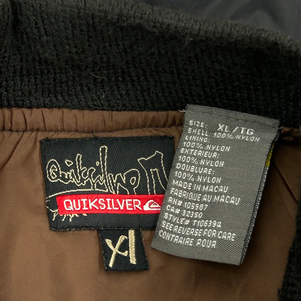Quiksilver Bomber Jacket - XL Black Nylon - Image 3
