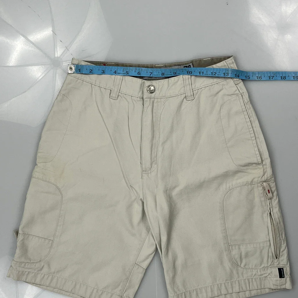 Quiksilver Cargo Shorts - 28W 11L Beige Cotton - Image 3