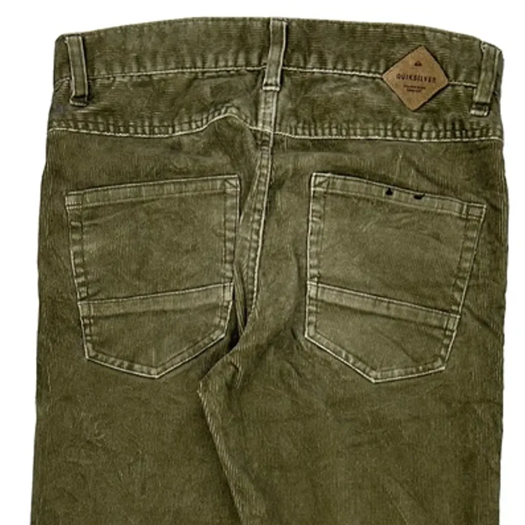 Quiksilver Cord Trousers - 28W 31L Green Corduroy - Image 8