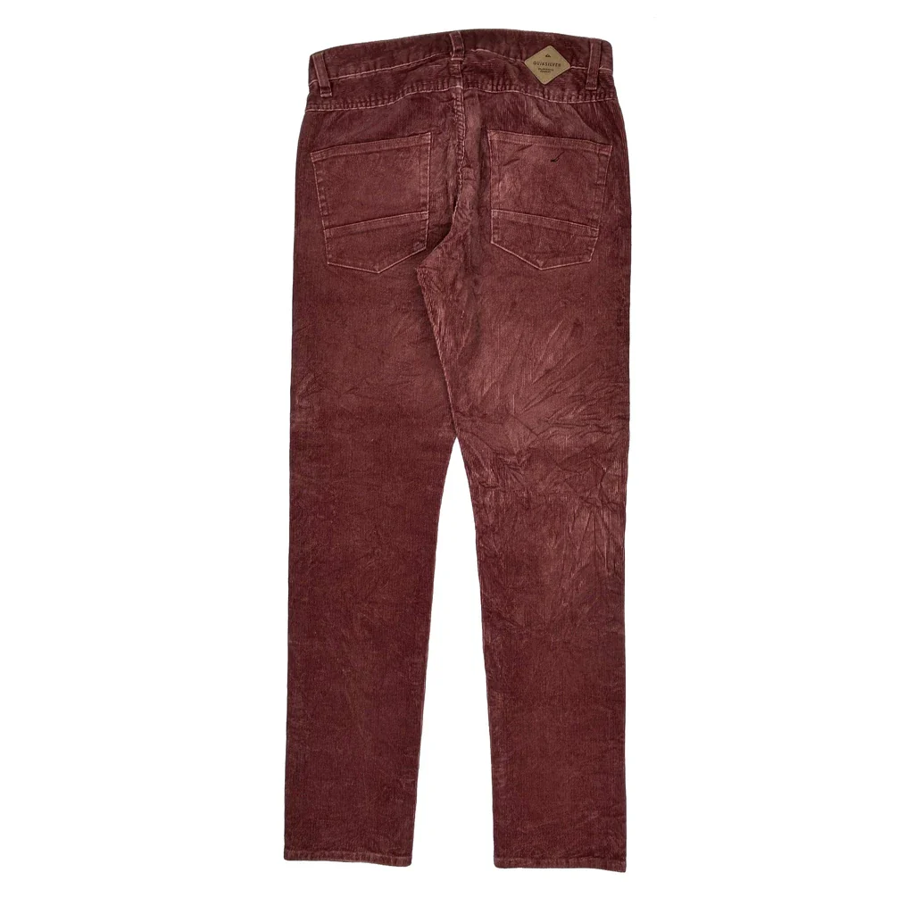 Quiksilver Cord Trousers - 30W 30L Red Corduroy
