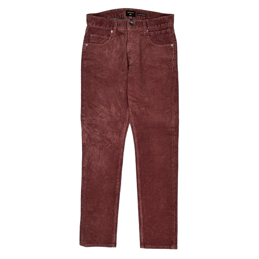 Quiksilver Cord Trousers - 30W 30L Red Corduroy - Image 2