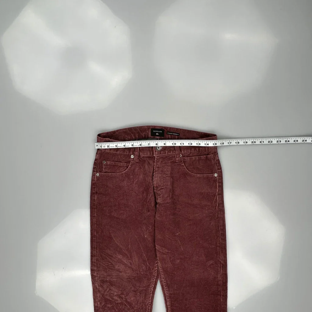 Quiksilver Cord Trousers - 30W 30L Red Corduroy - Image 3