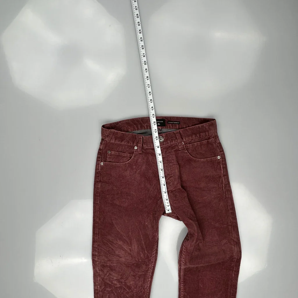 Quiksilver Cord Trousers - 30W 30L Red Corduroy - Image 4