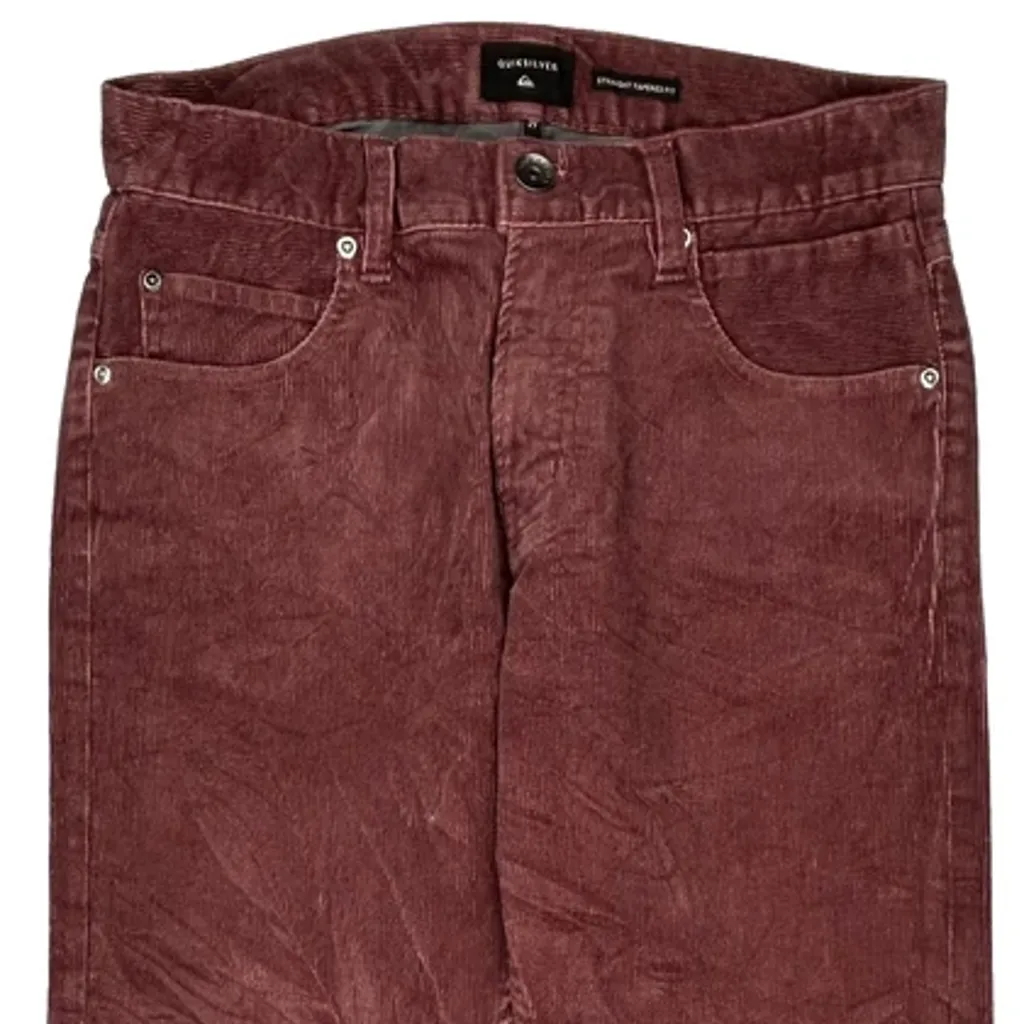 Quiksilver Cord Trousers - 30W 30L Red Corduroy - Image 9