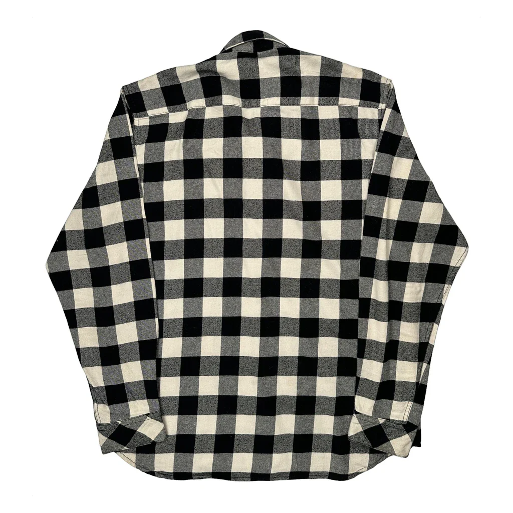 Quiksilver Checked Flannel Shirt - XL Black & White Cotton - Image 2