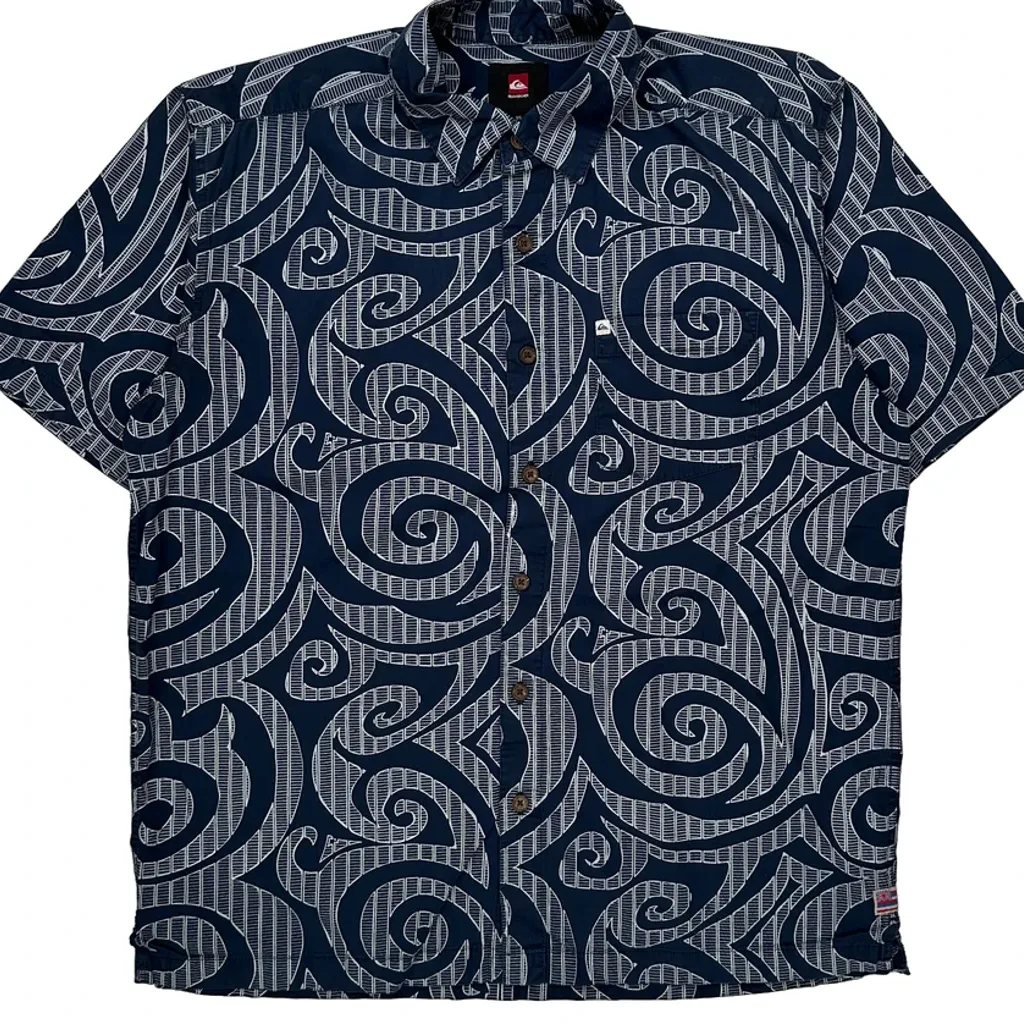 Quiksilver Hawaiian Shirt - Medium Blue Cotton - Image 4