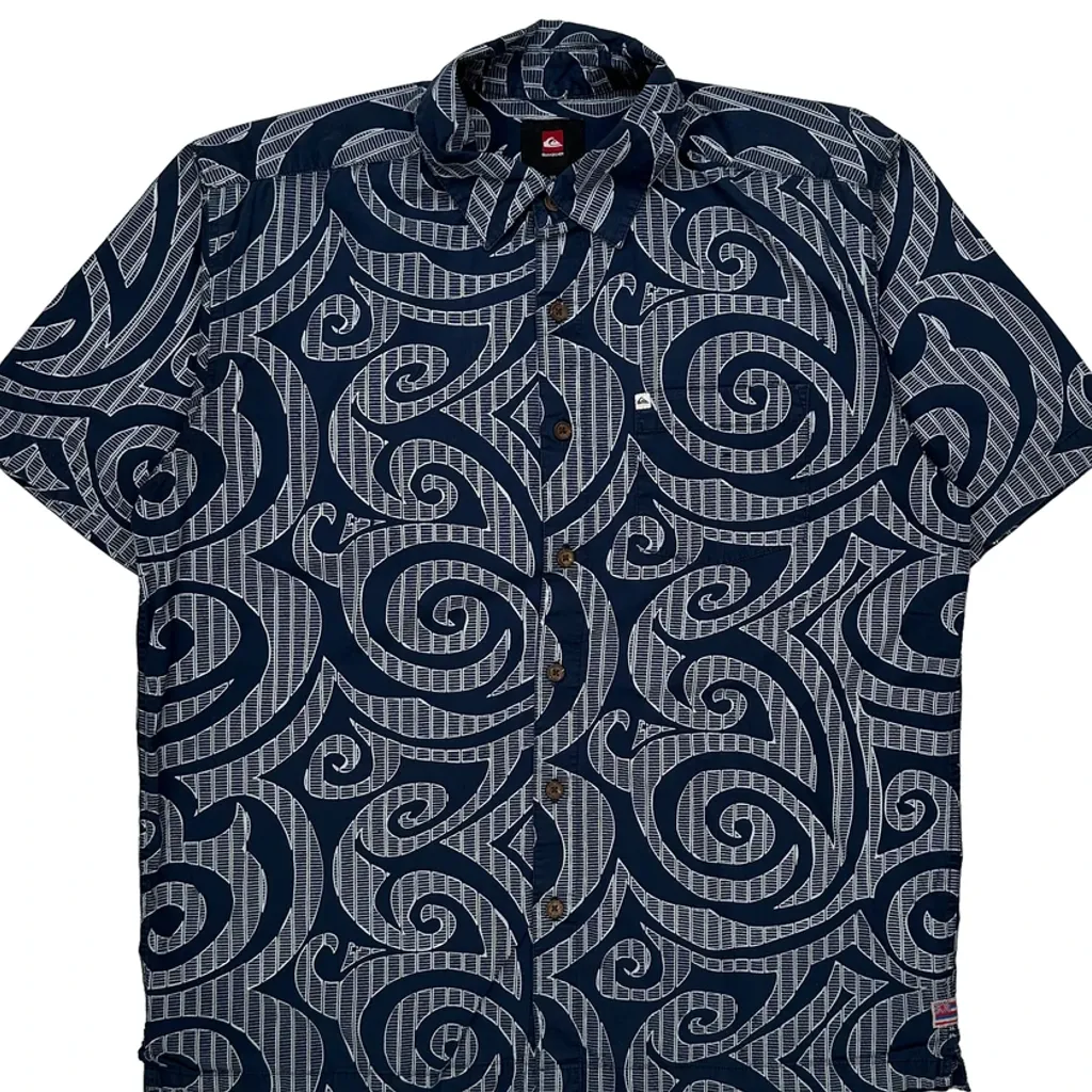 Quiksilver Hawaiian Shirt - Medium Blue Cotton - Image 5